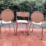 CIVIC Made in France Trio of vintage 1970s Medallion chairs