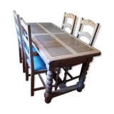 Oak farmhouse table and 4 chairs