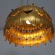 Large French Brass Lotus Ceiling Lamp, 1940s