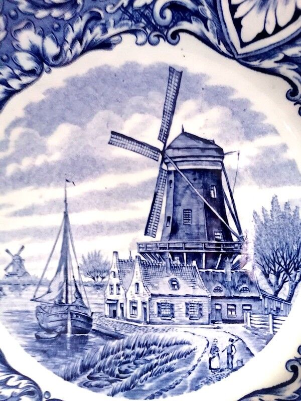 Decorative porcelain wall plate st. Delft at the mill