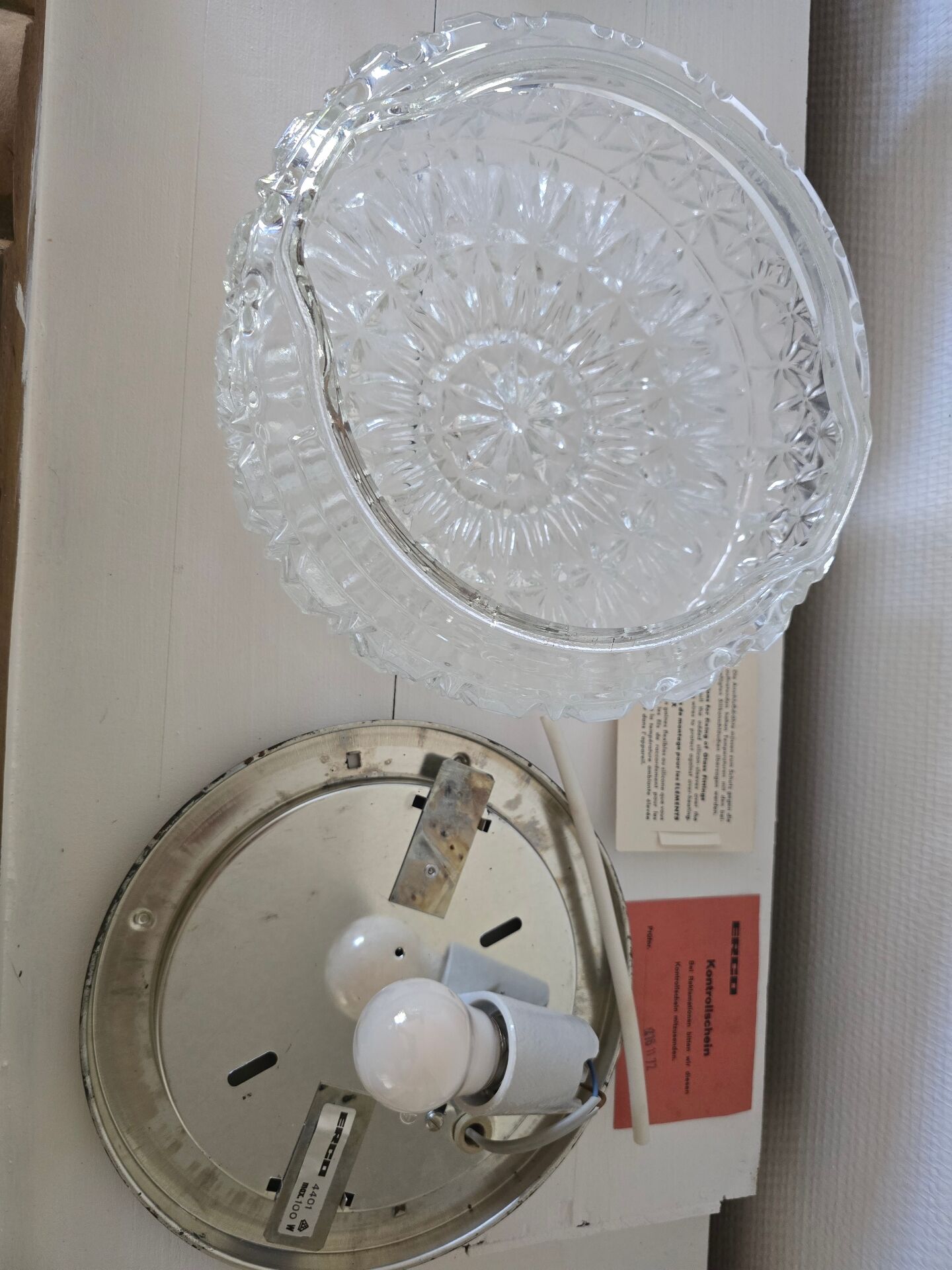 New Erco ceiling light, porcelain socket, instructions included.
