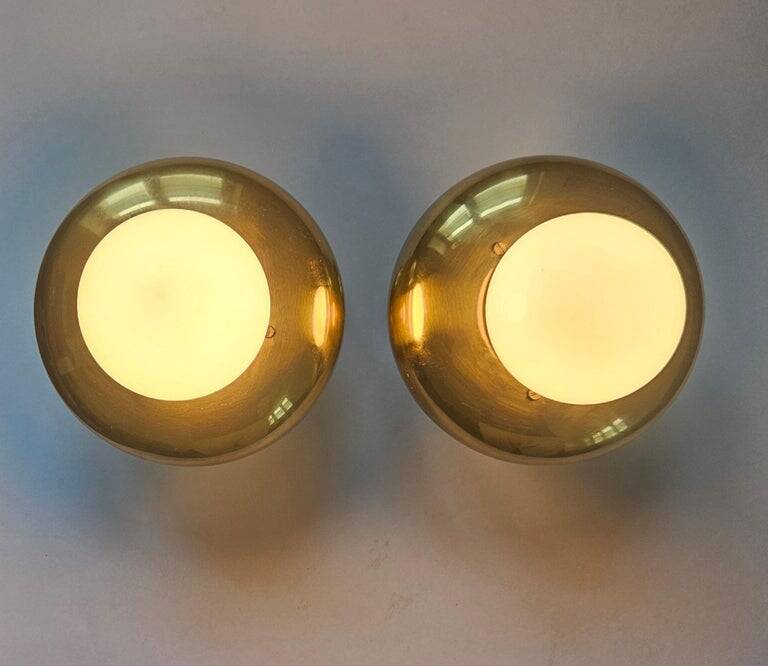 Pair of Brass Flush Mounts, Italy, 1970s