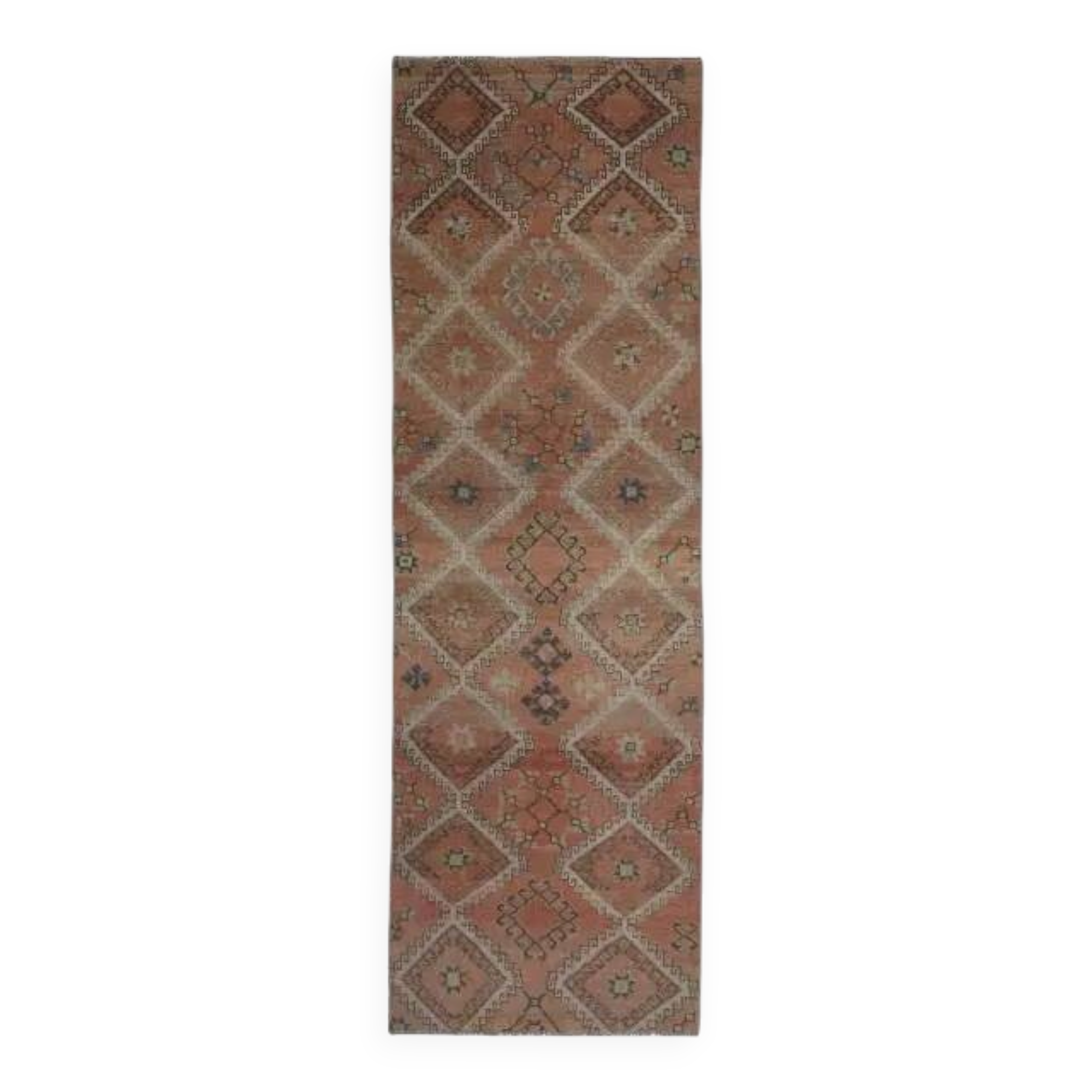 1970s Turkish Hand-Knotted Wool Cotton Red Runner 101x320