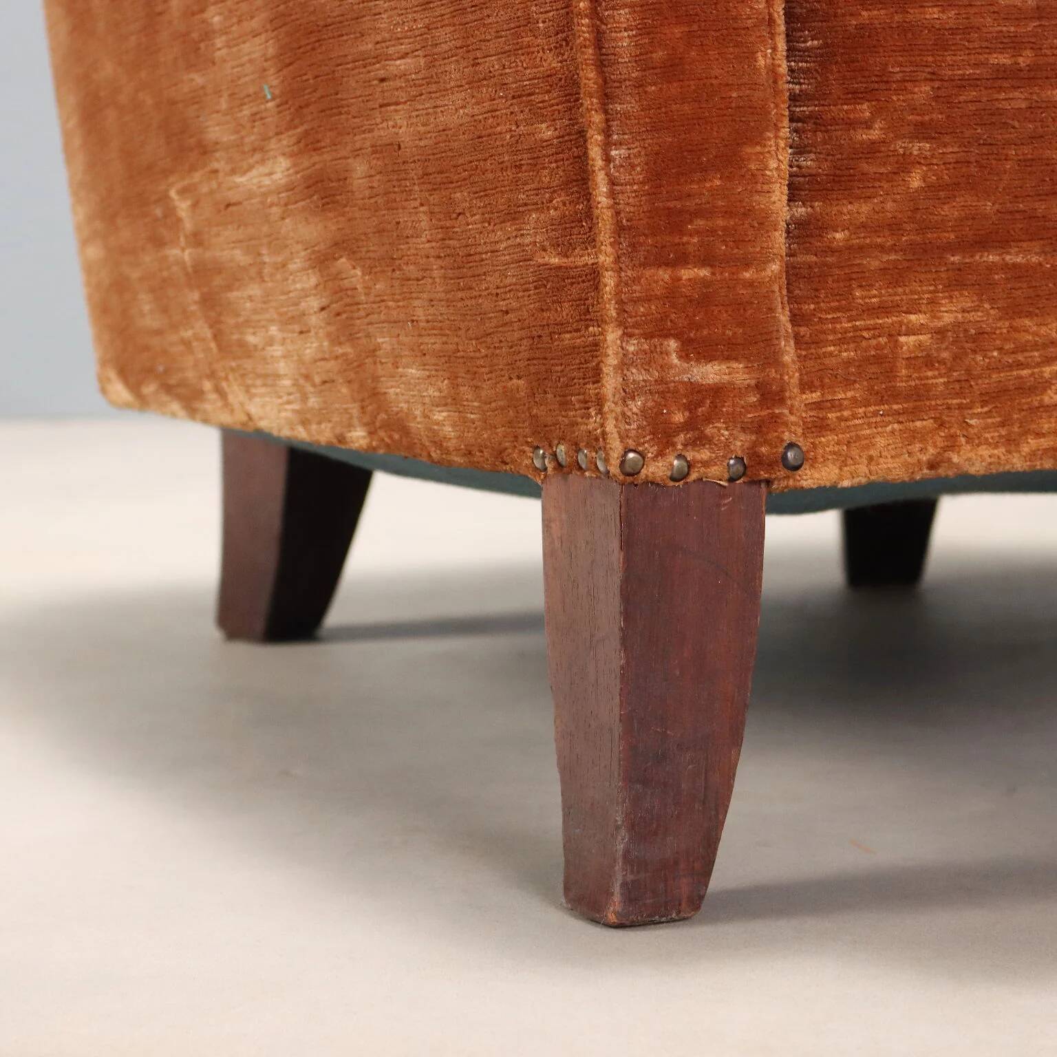 Vintage velvet armchair design Italy 1940s-1950s