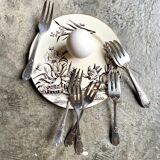 7 silver metal dessert forks