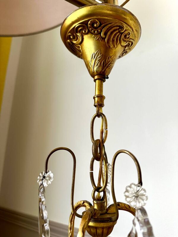 Lustre suspension à pampilles en cristal