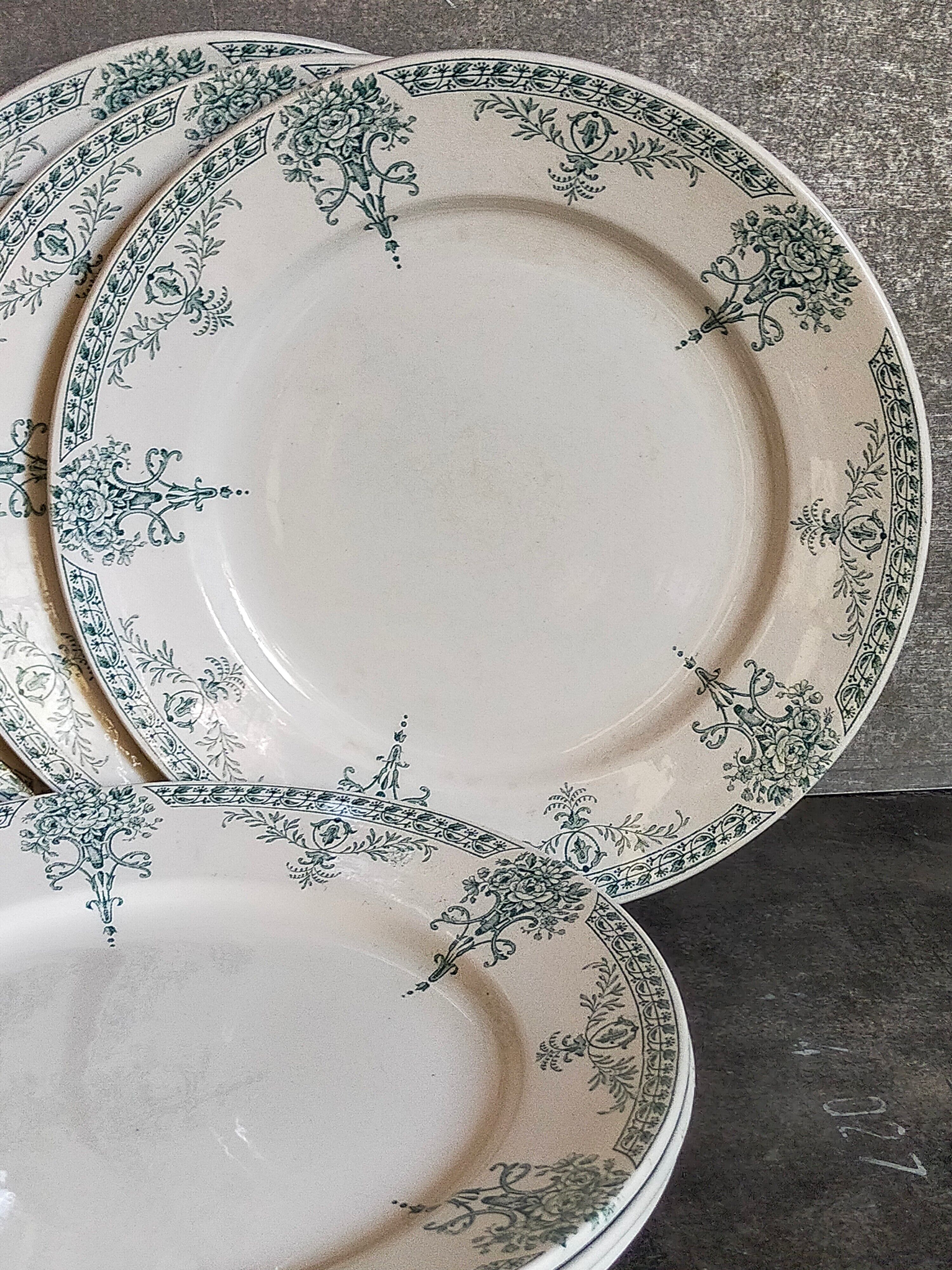 Six old plates iron earth of lunéville model lugano late nineteenth