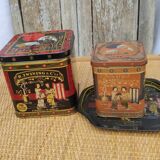 Vintage white metal tea boxes