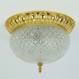 Vintage soelken ceiling lamp textured glass and gilt aluminum 1970s - 2 available