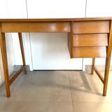 1950s modernist oak desk with compass legs