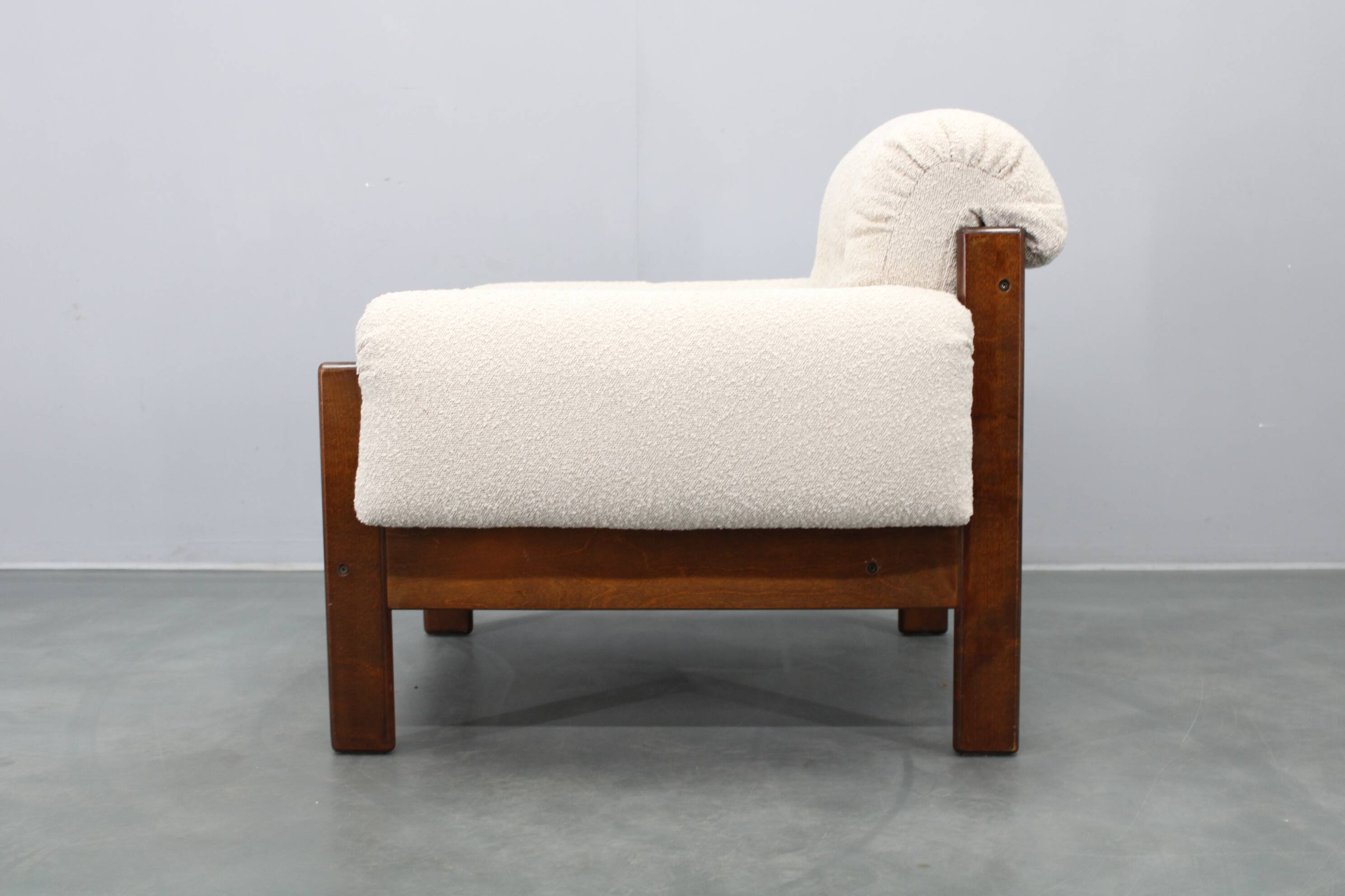 Mid-century restored bouclé armchair, Czechoslovakia 1970s