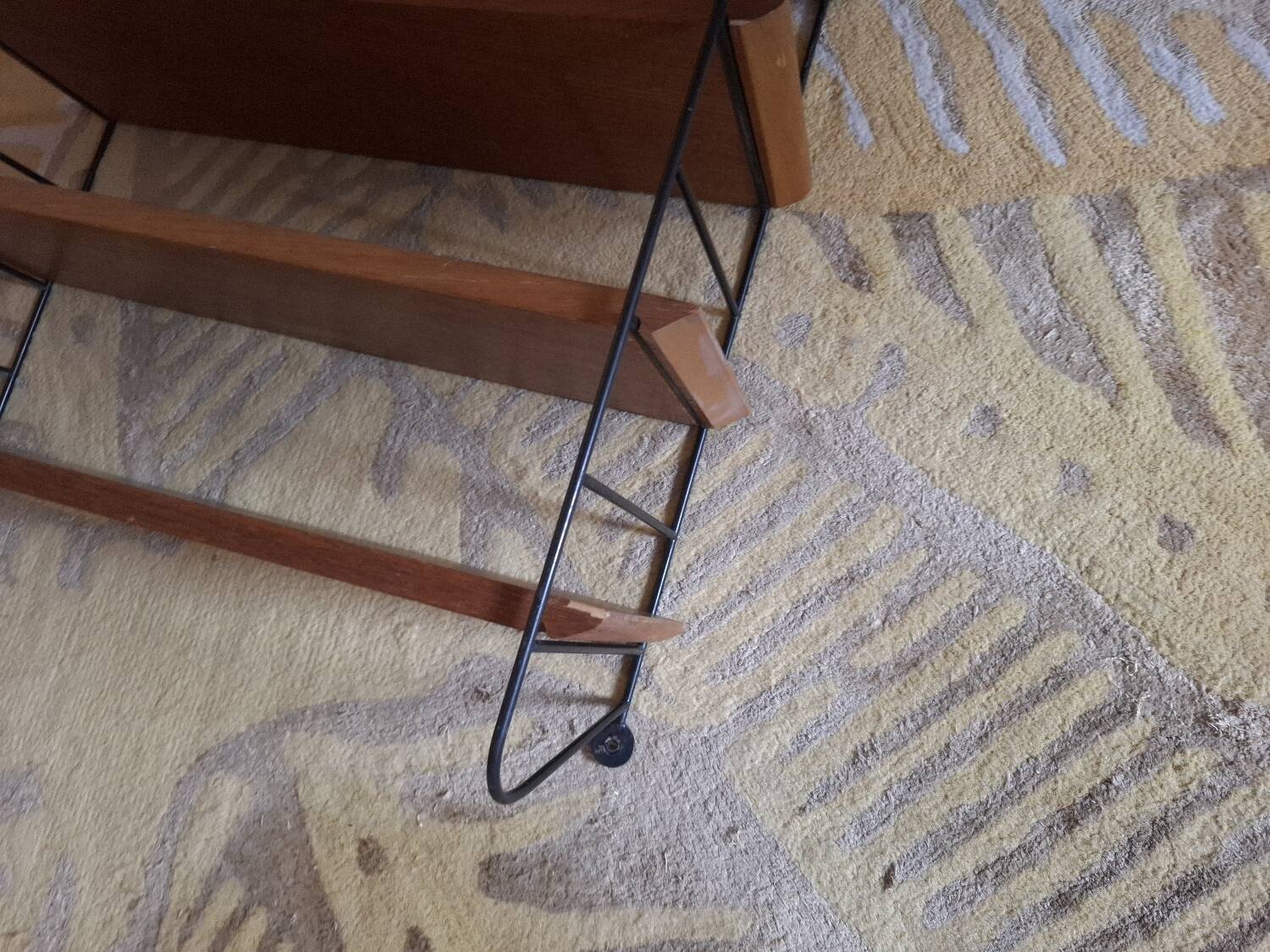 String shelves wood and metal