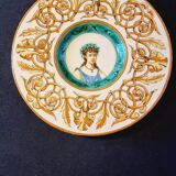 Italian faience plate with a female portrait decoration, Renaissance style.