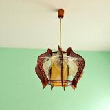 Mid Century wood hanging lamp wooden