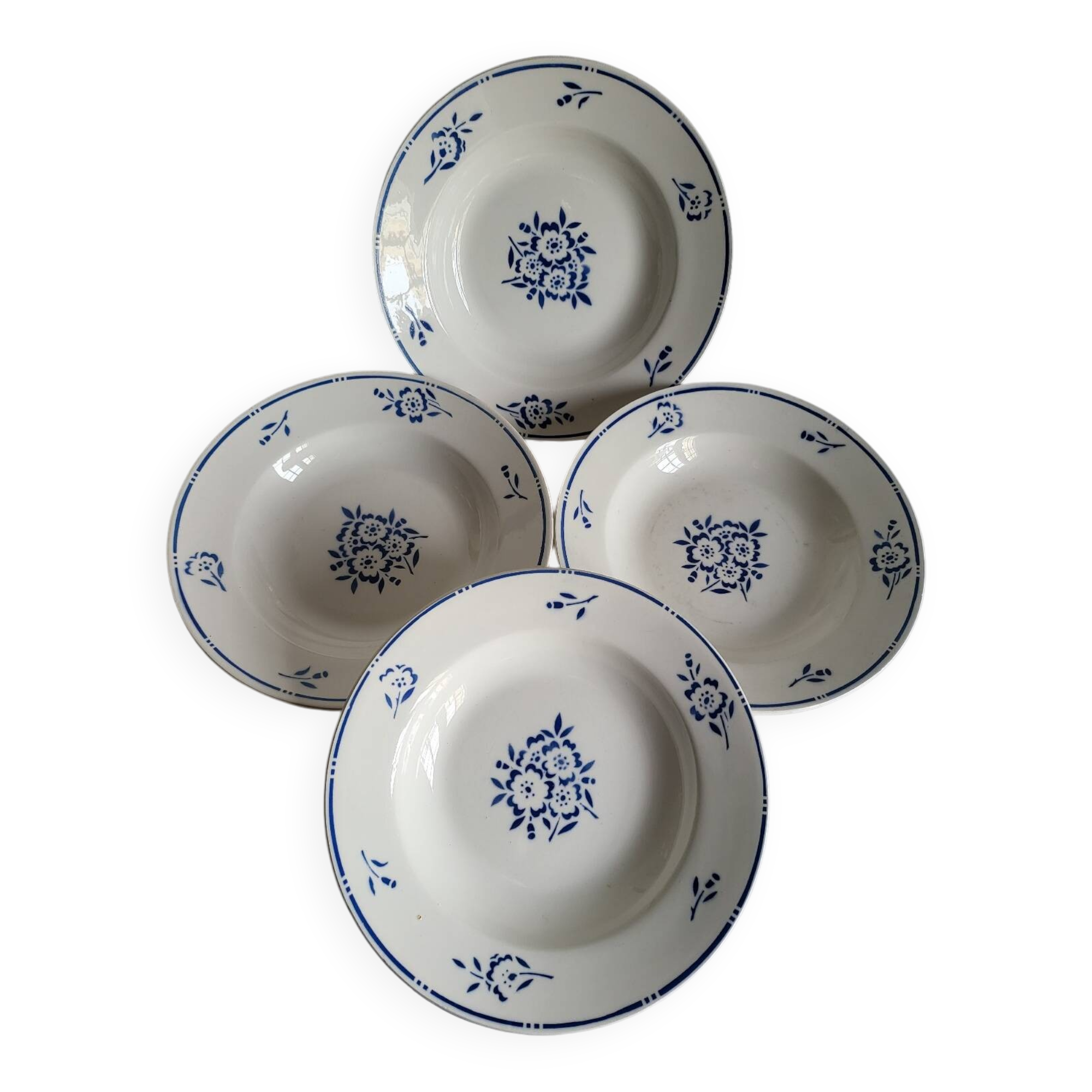 4 Deep Plates in earthenware Moulin des Loups & Hamage model Lucien