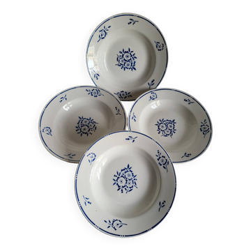 4 Deep Plates in earthenware Moulin des Loups & Hamage model Lucien