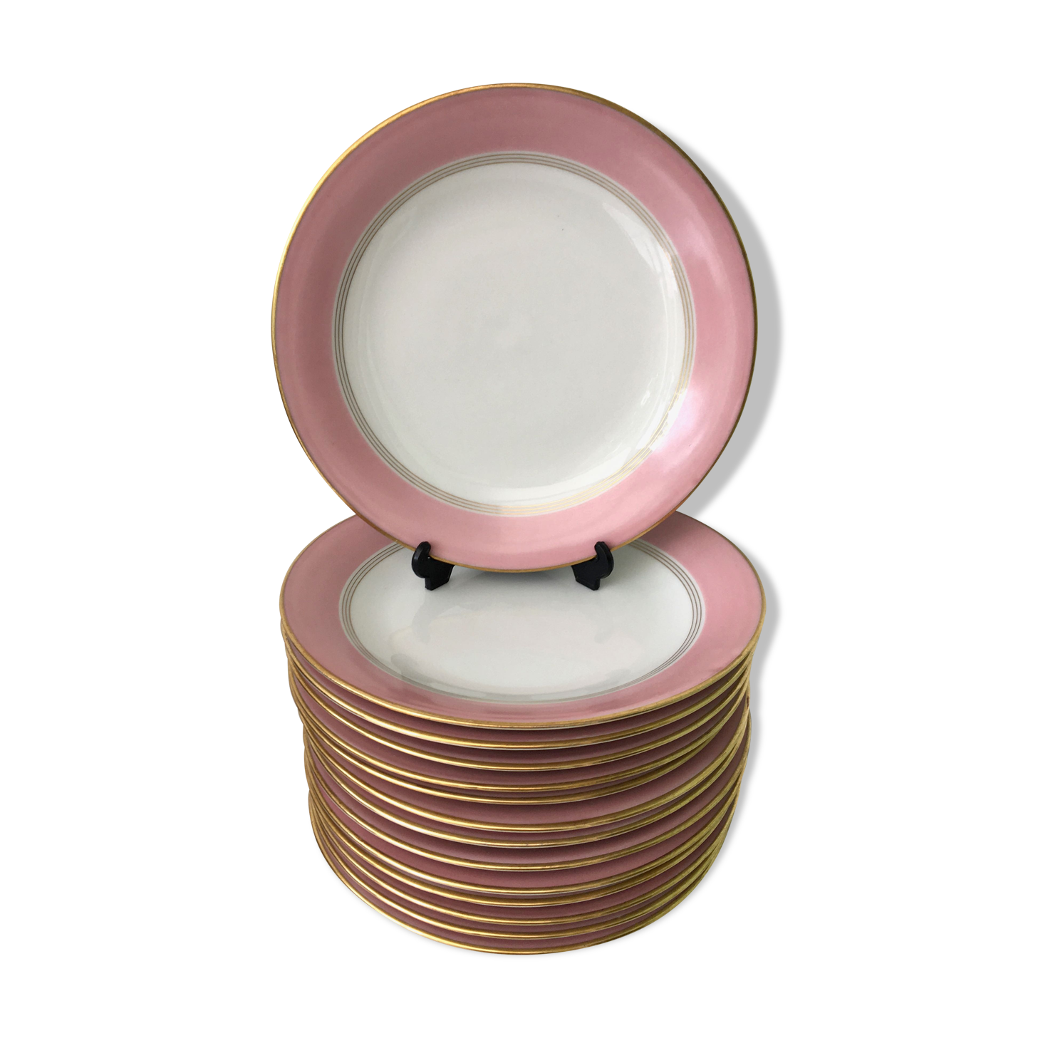 Set of 12 flat plates porcelain from Limoges