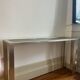 70s stainless steel and glass console