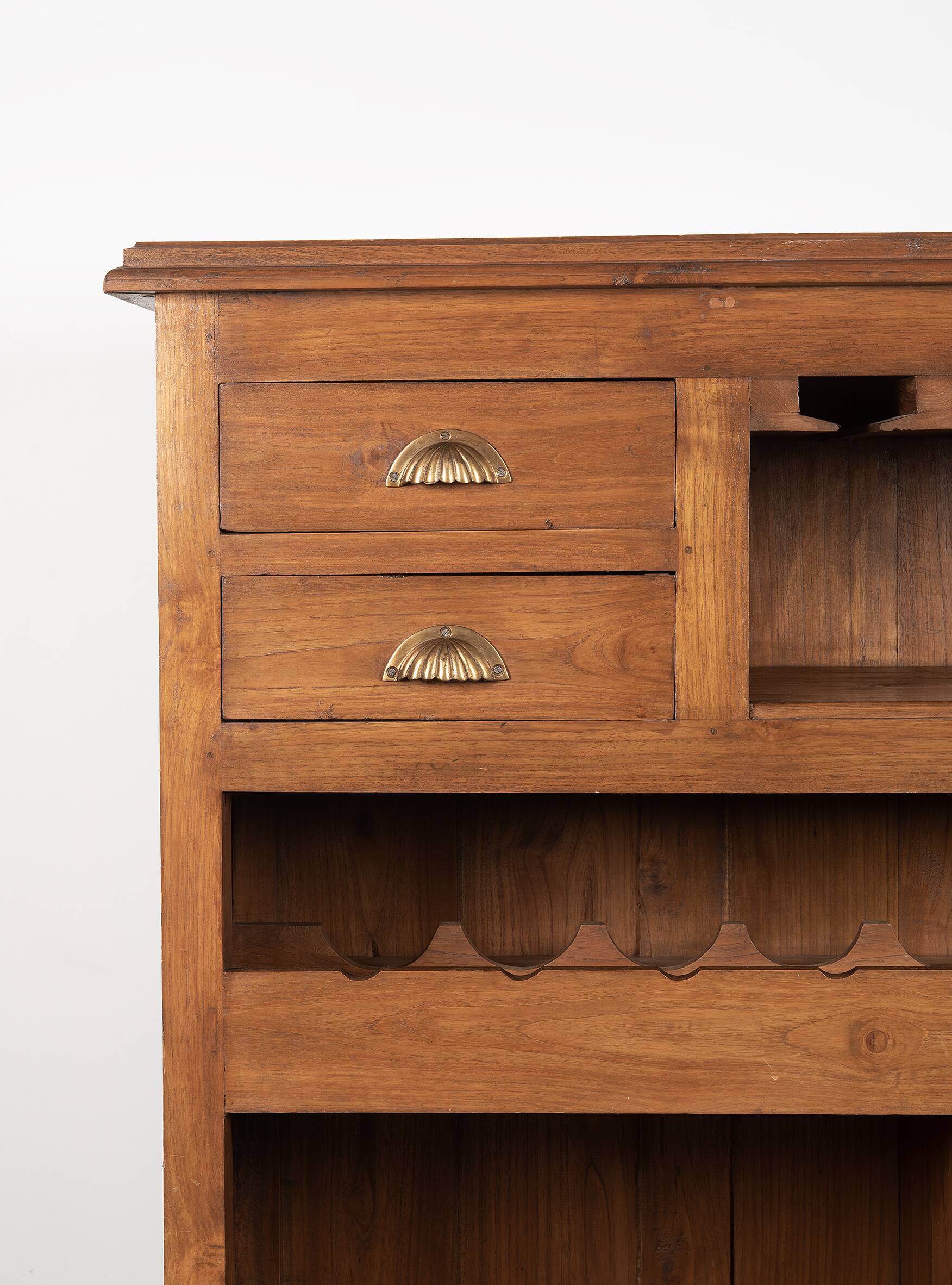 Vintage bar cabinet, bottle rack, with drawers