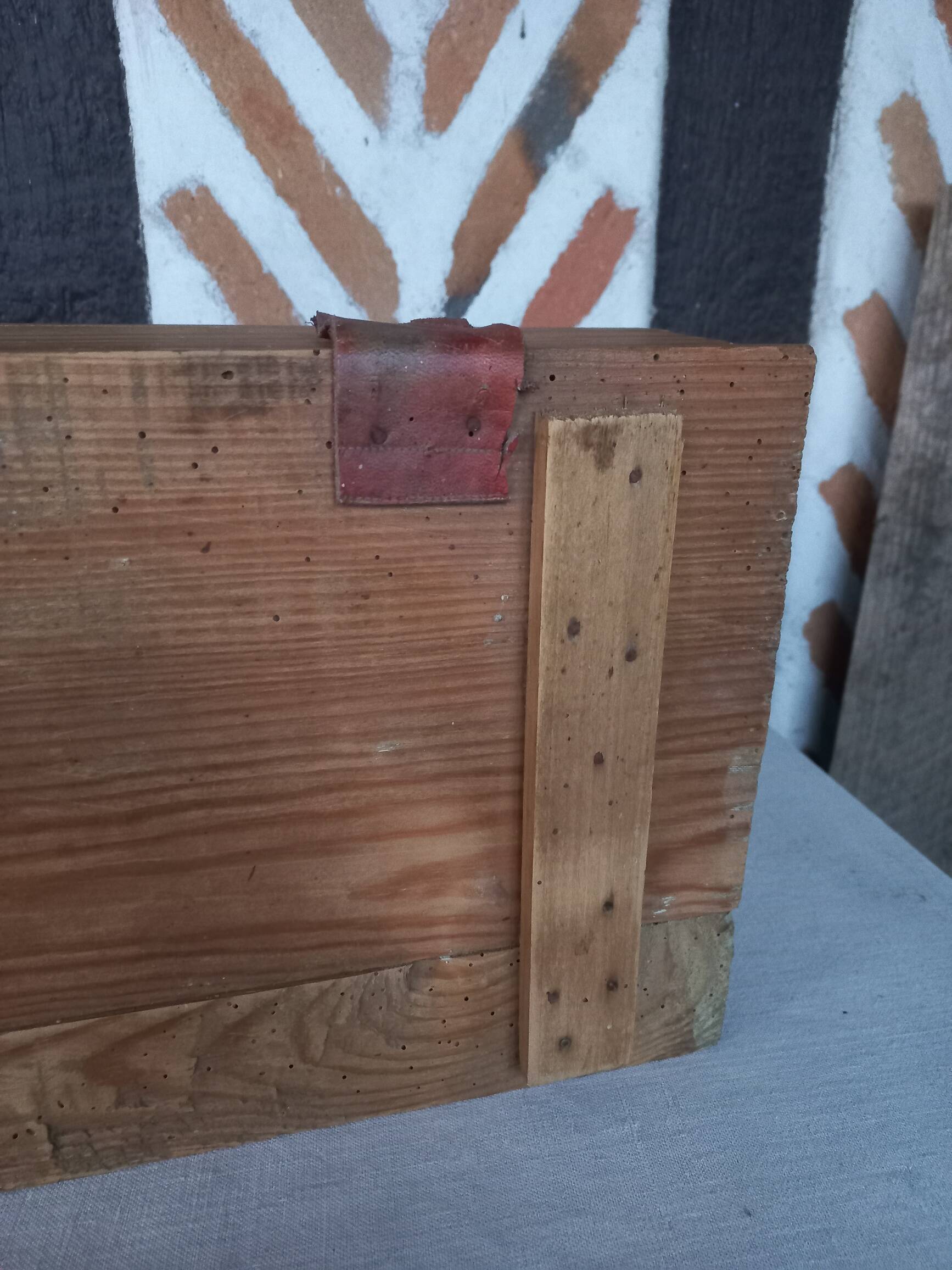 Old compartmentalized wooden box crate