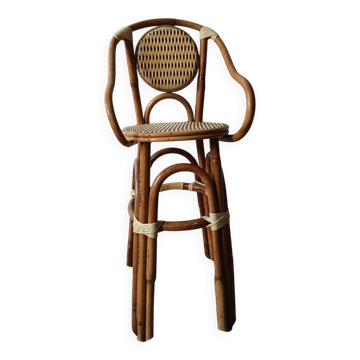 Chaise haute en rotin pour enfant
