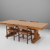 French Rustic Wooden Dining Table, 1950s