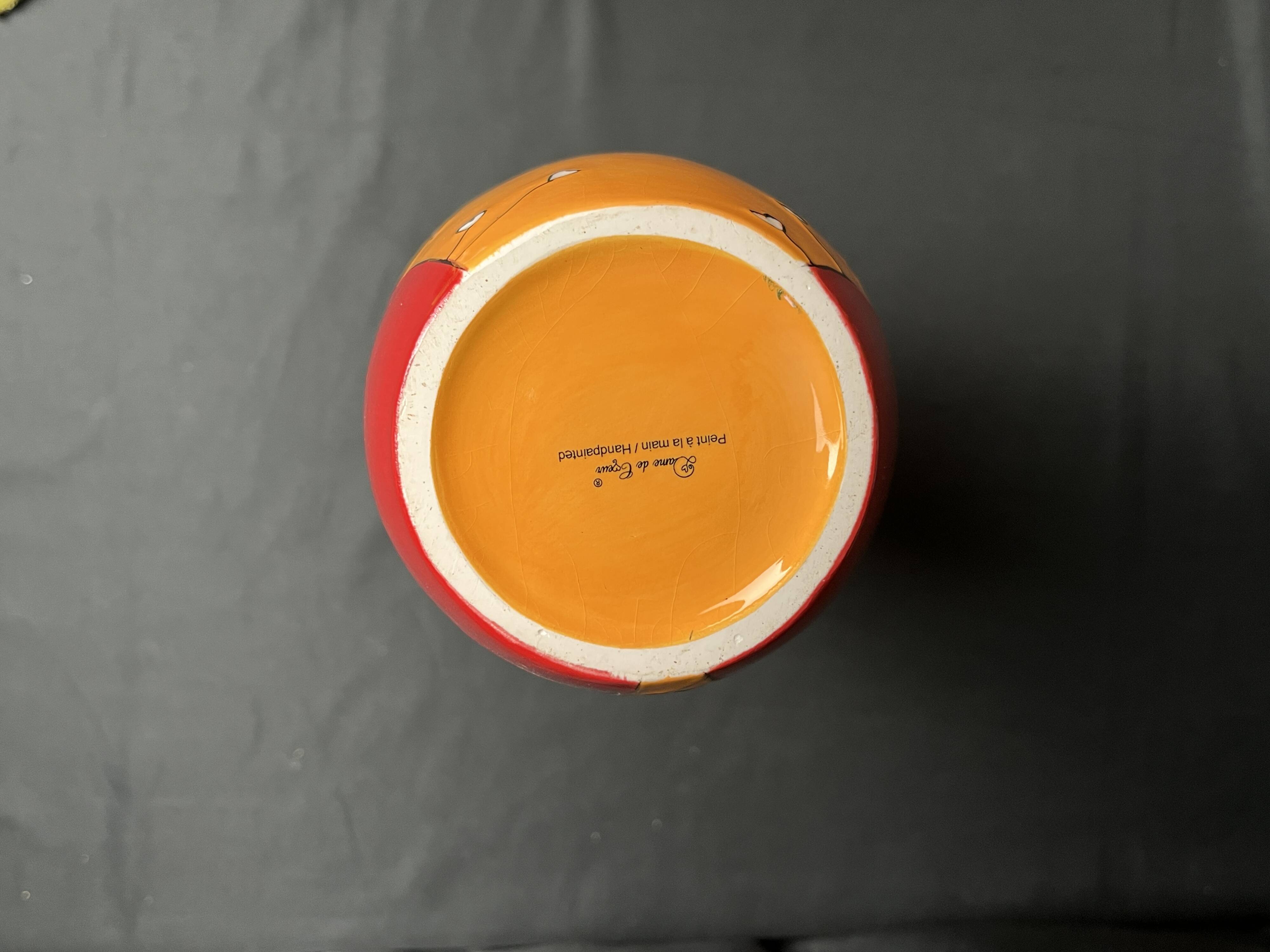 Vintage vase the Lady of Hearts hand-painted 20th century