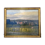 Oil on canvas depicting a landscape, signed Arango. Twentieth century