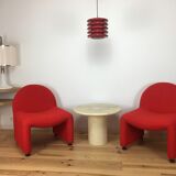 Scandinavian-style space age metal hanging lamp, red