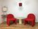 Scandinavian-style space age metal hanging lamp, red
