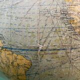 Globe G Thomas in aluminum world map 1950