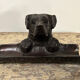 Old bronze pen holder, dog, vintage decoration, flea market XXth