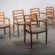 Fauteuils JL Moller modèle 68 en chêne avec tissu d'origine. Fabriqués au Danemark vers 1990.