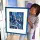 Tony Agostini, Bouquet with Blue Vase, Lithograph, Framed