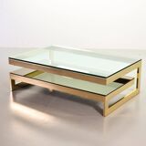 Belgo-Chrom Architectural G-Table 23-Carat Goldplated with Glass Tops 1970s