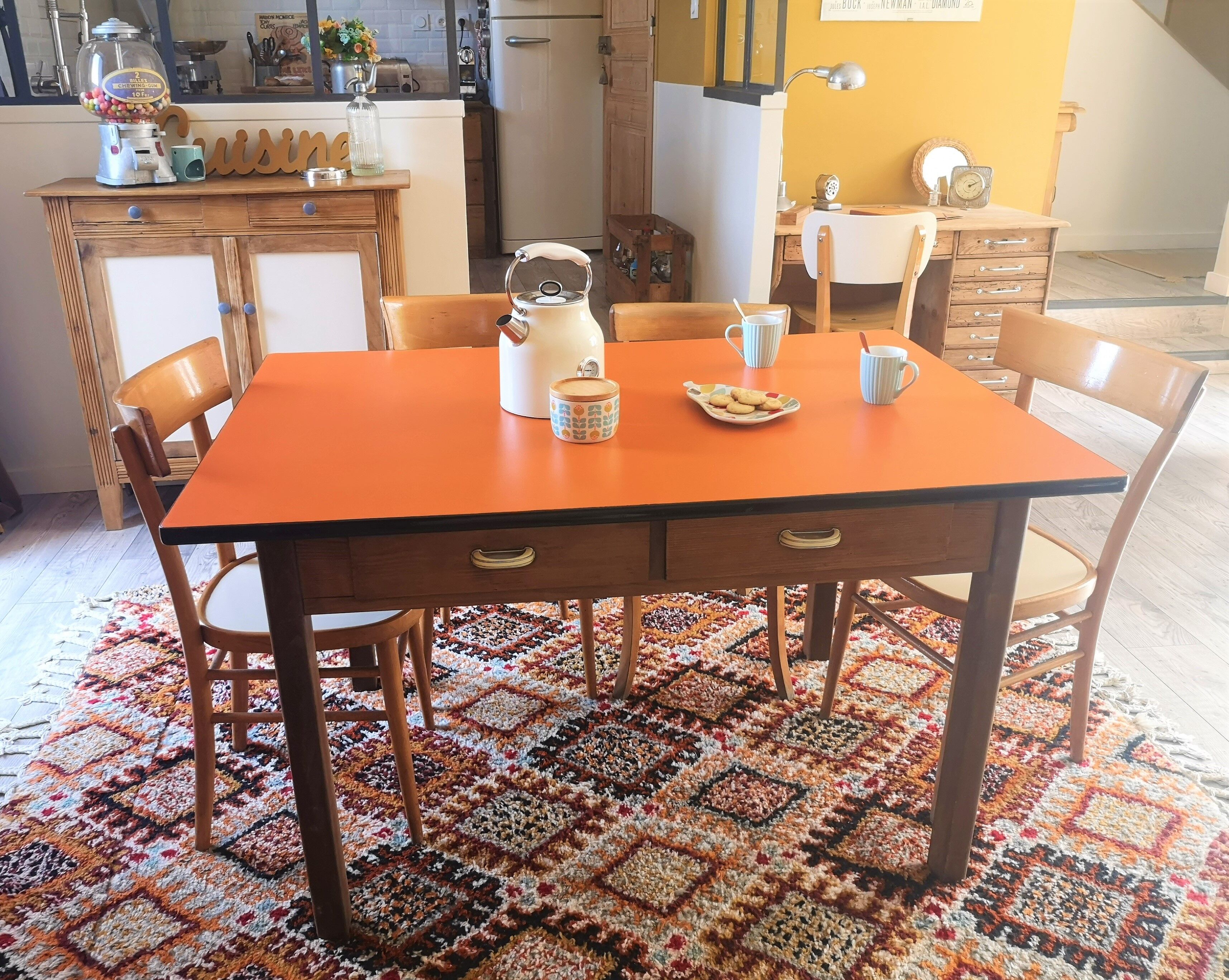 Vintage farm table formica and wood