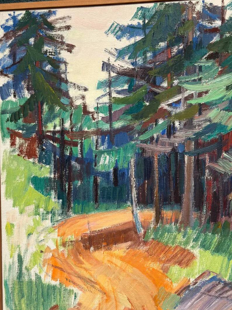 Swedish Oil on Canvas “Spår” by Gustaf Höglund, Vintage & Framed 57 × 49 cm