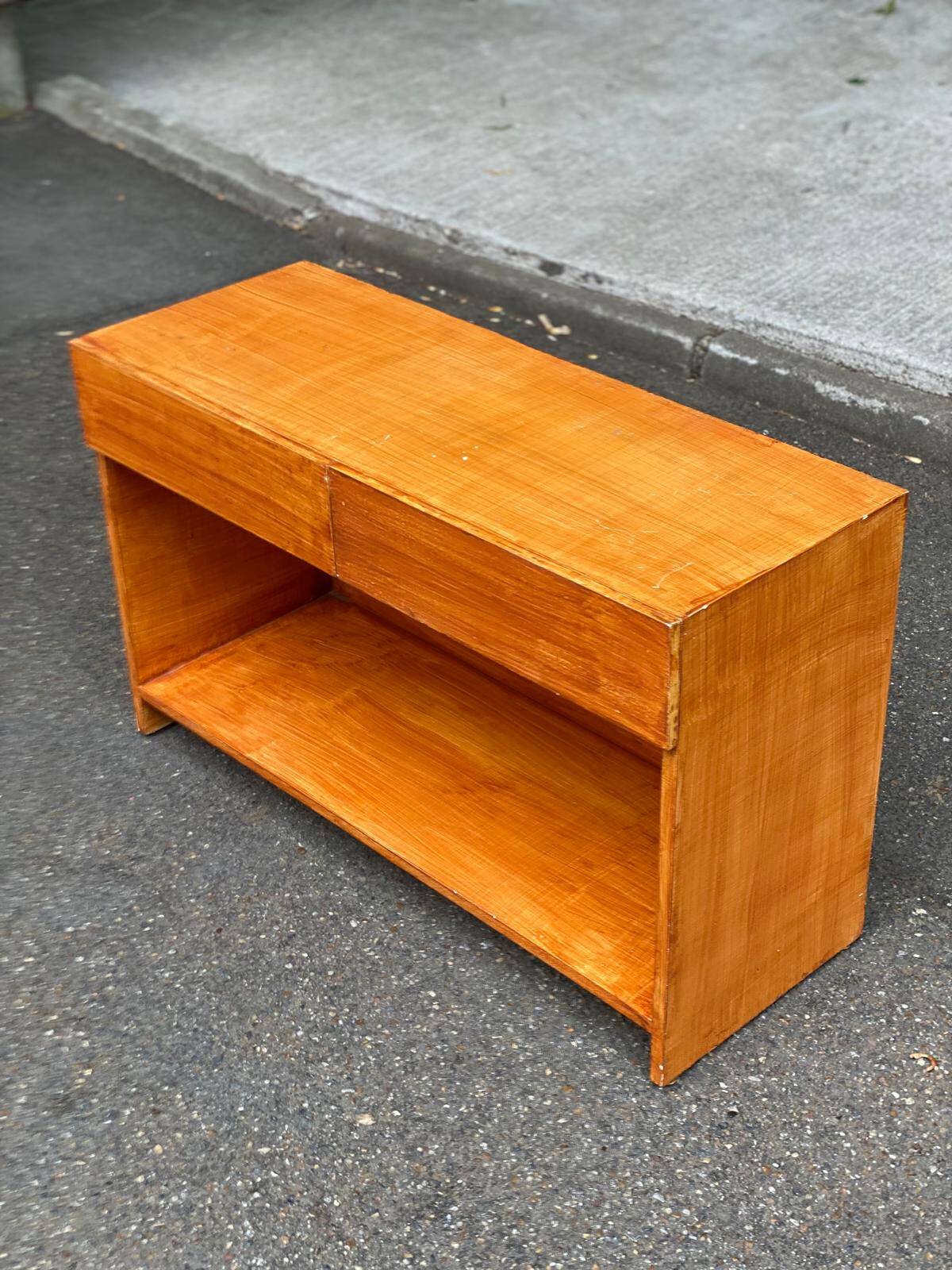 Vintage Low TV Unit Console with 2 Drawers and Niche in Scandinavian Style