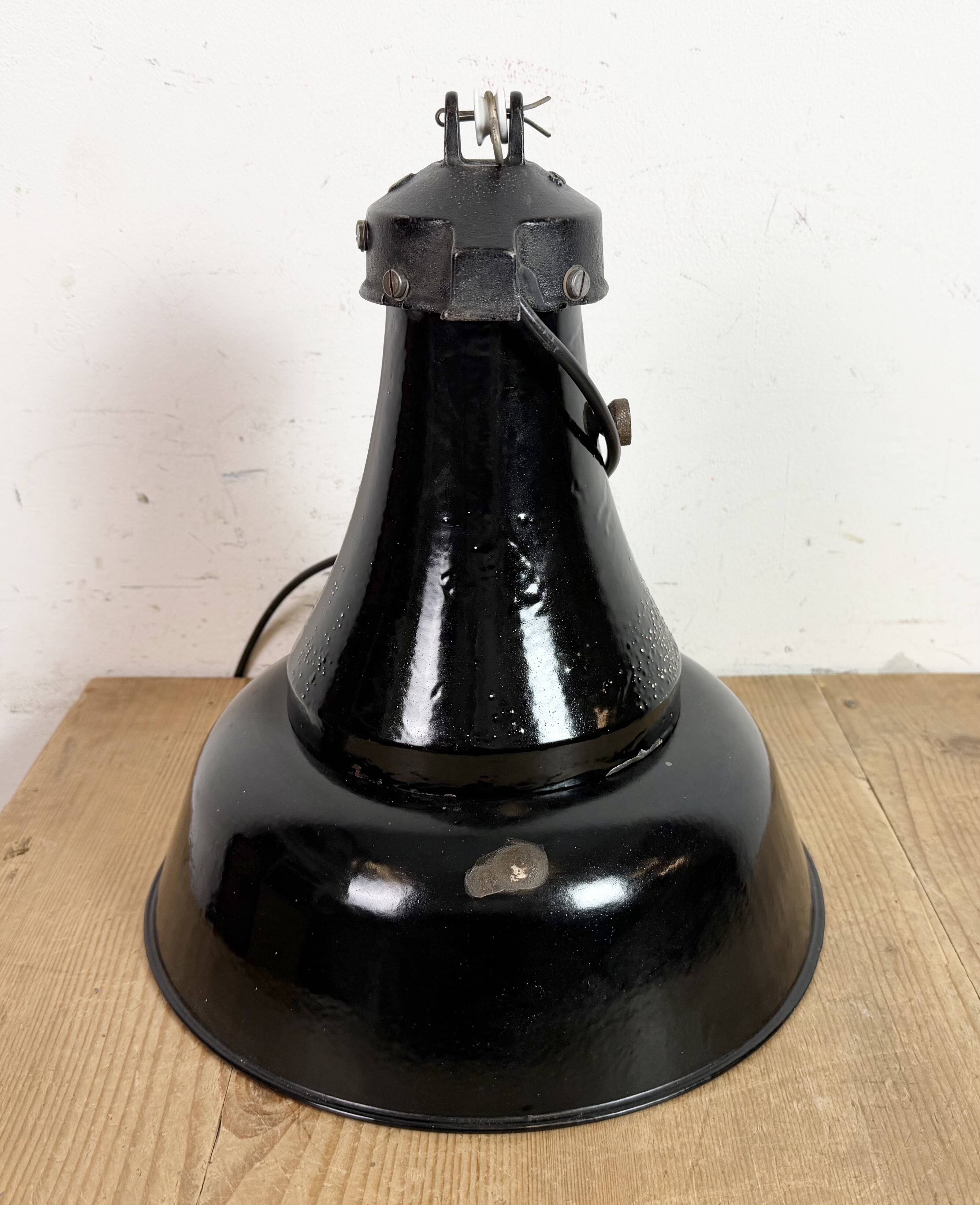 Industrial Black Enamel Bauhaus Pendant Lamp, 1930s