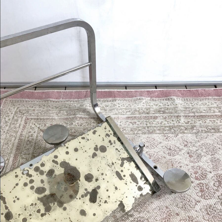 Art deco - coat rack and hat with oxidized mirror