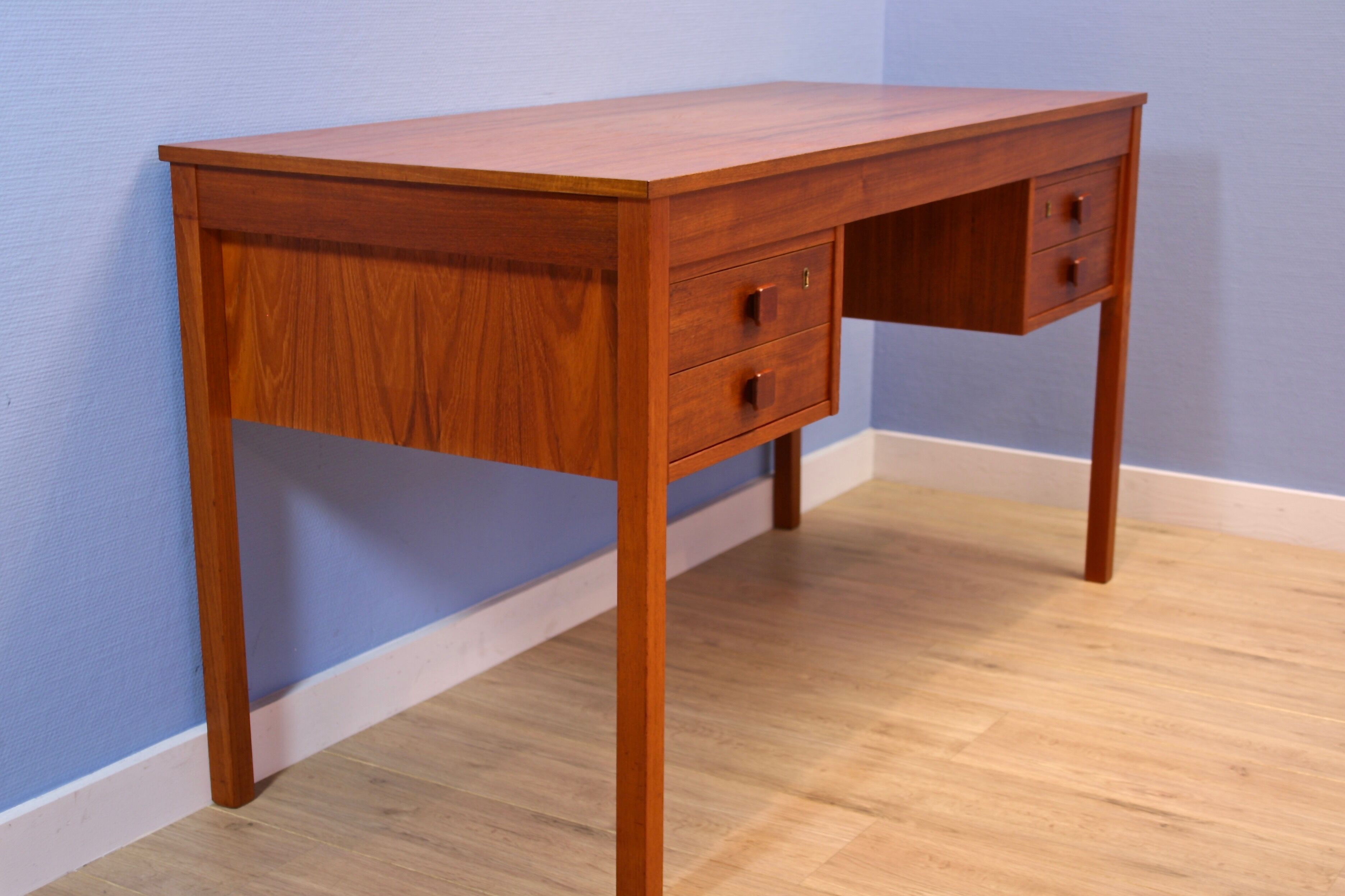 Danish writing desk in teak by Domino Møbler Danmark, 1960s