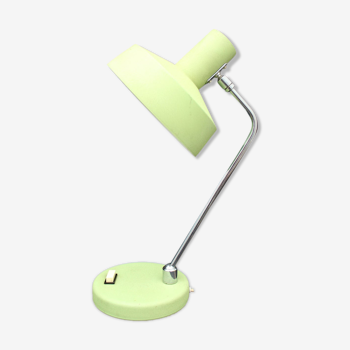 Lampe de table industrielle vintage abat-jour vert aluminium et base, teinte et cou flexibles