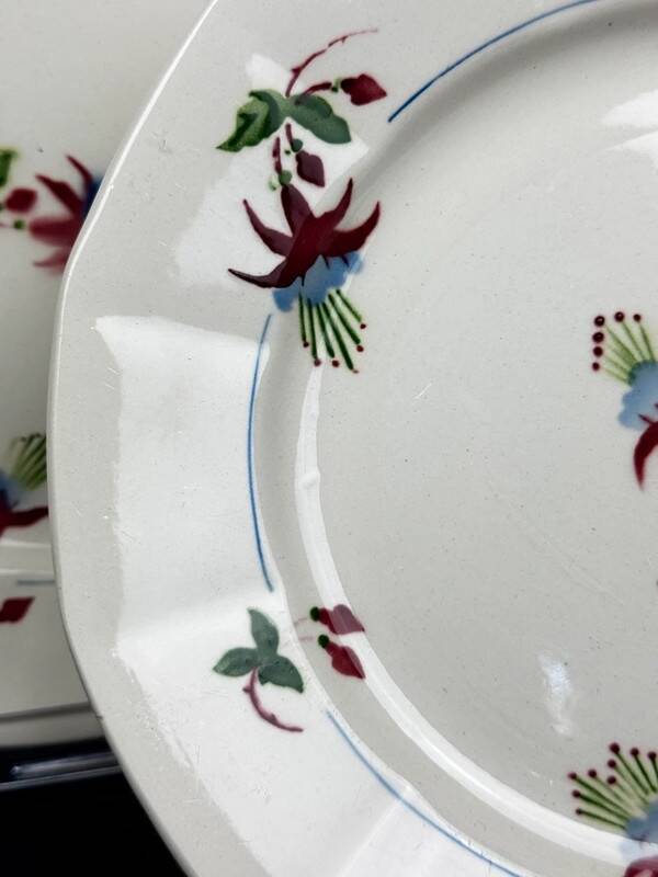 Set of 6 Sarreguemines dinner plates, Bermudes model – circa 1950