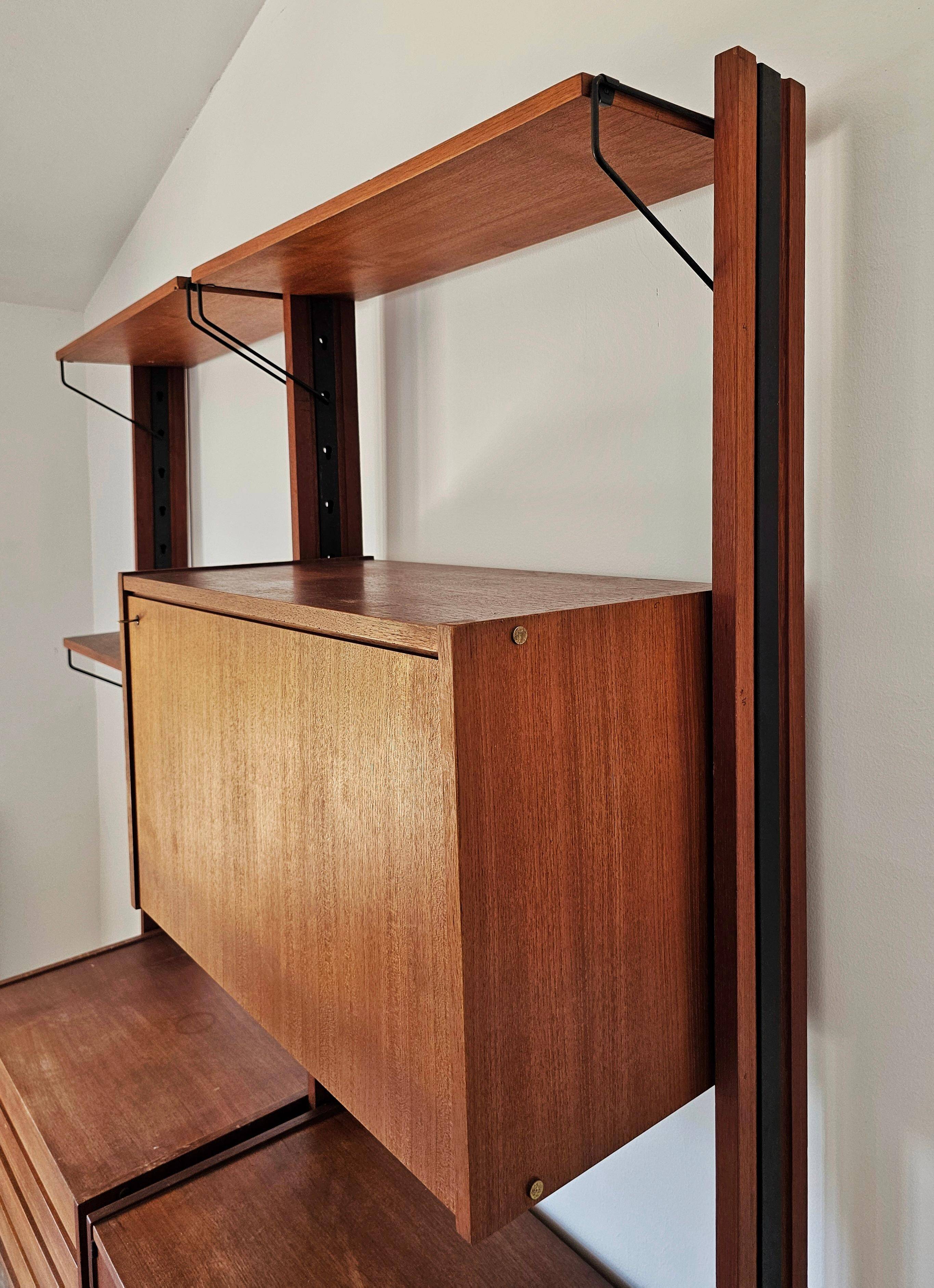 Bibliothèque modulaire Mid Century Modern en teck par Selex Padova
