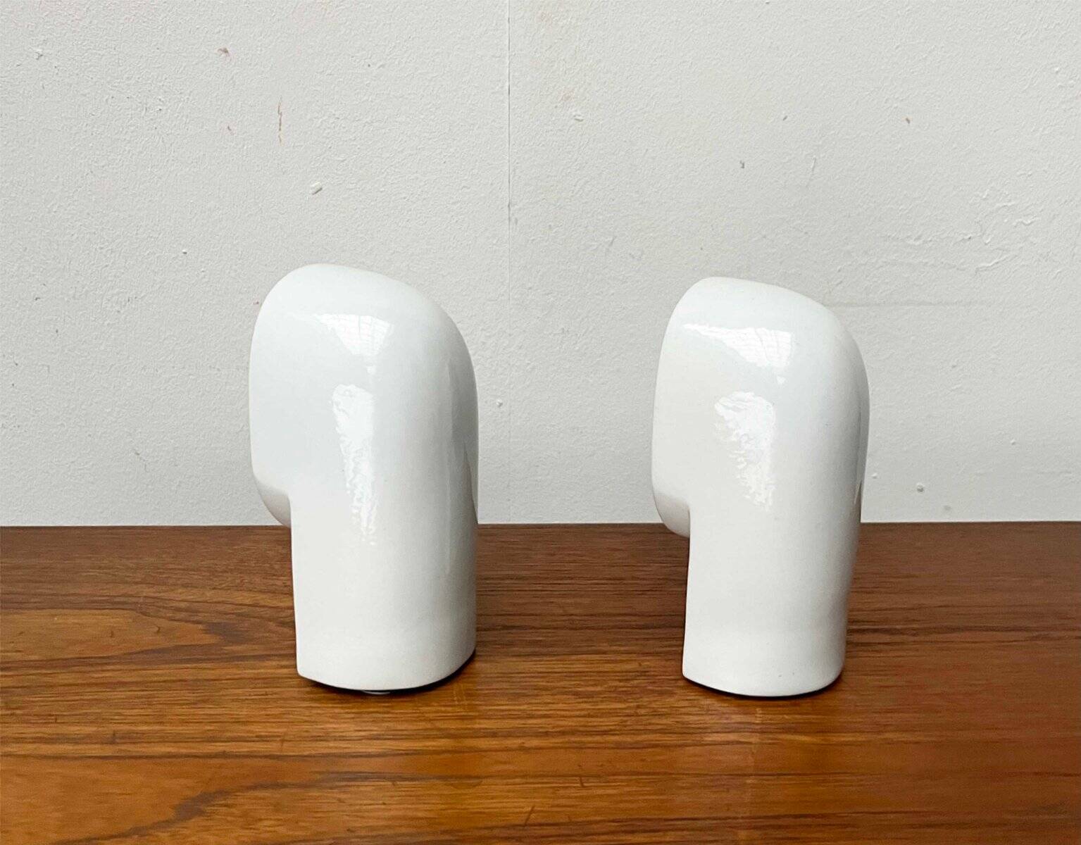 Pafo wall sconces from the Italian space age mid-century in ceramic by Ernesto Gismondi for Artemide, 1970s, set of 2.