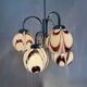 XL Italian purple and white Murano glass swirl chandelier, 1970s