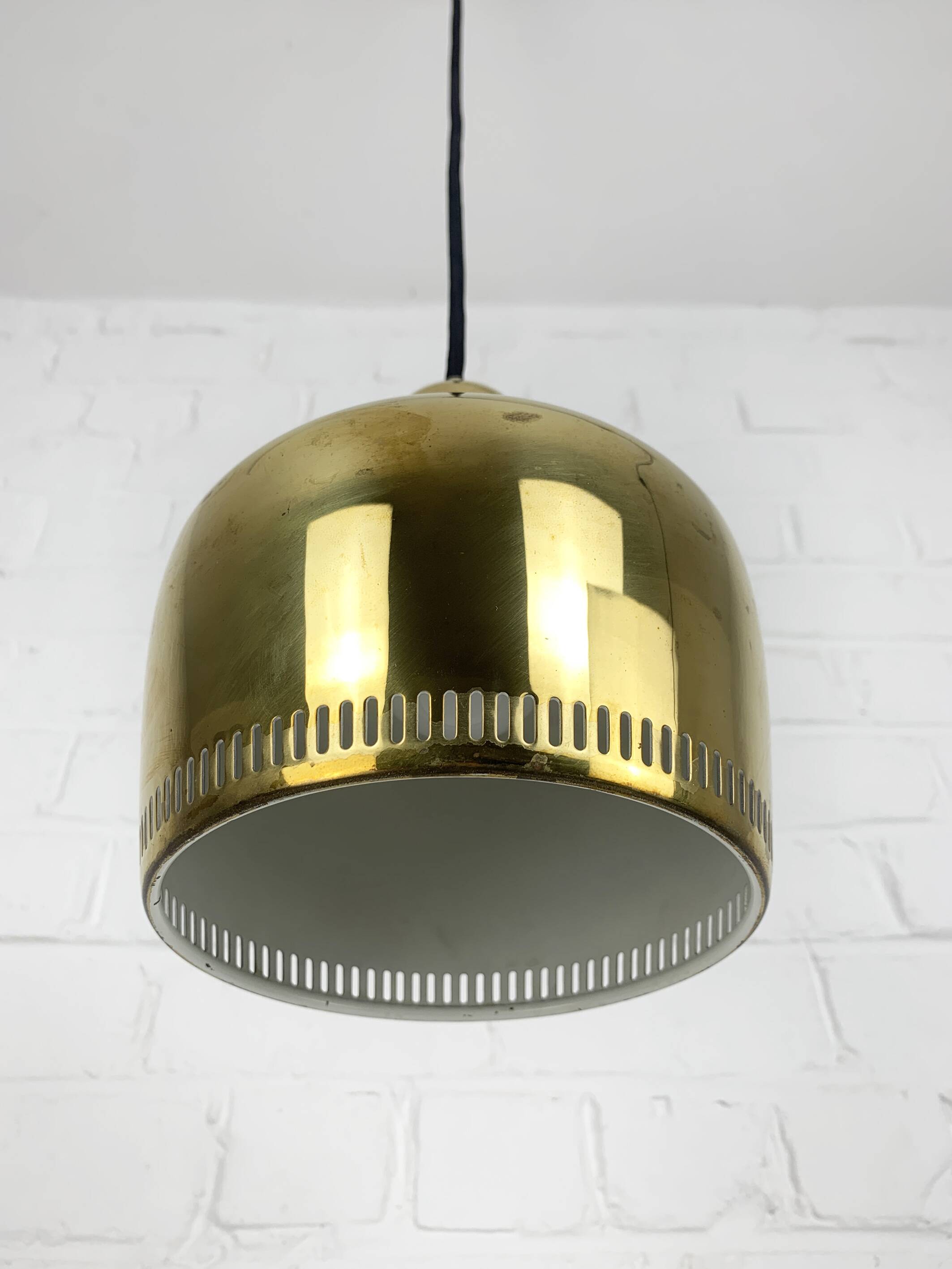 Golden Bell brass pendant light Alvar Aalto Louis Poulsen, Denmark 1950s