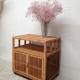 Vintage rattan buffet with wheels