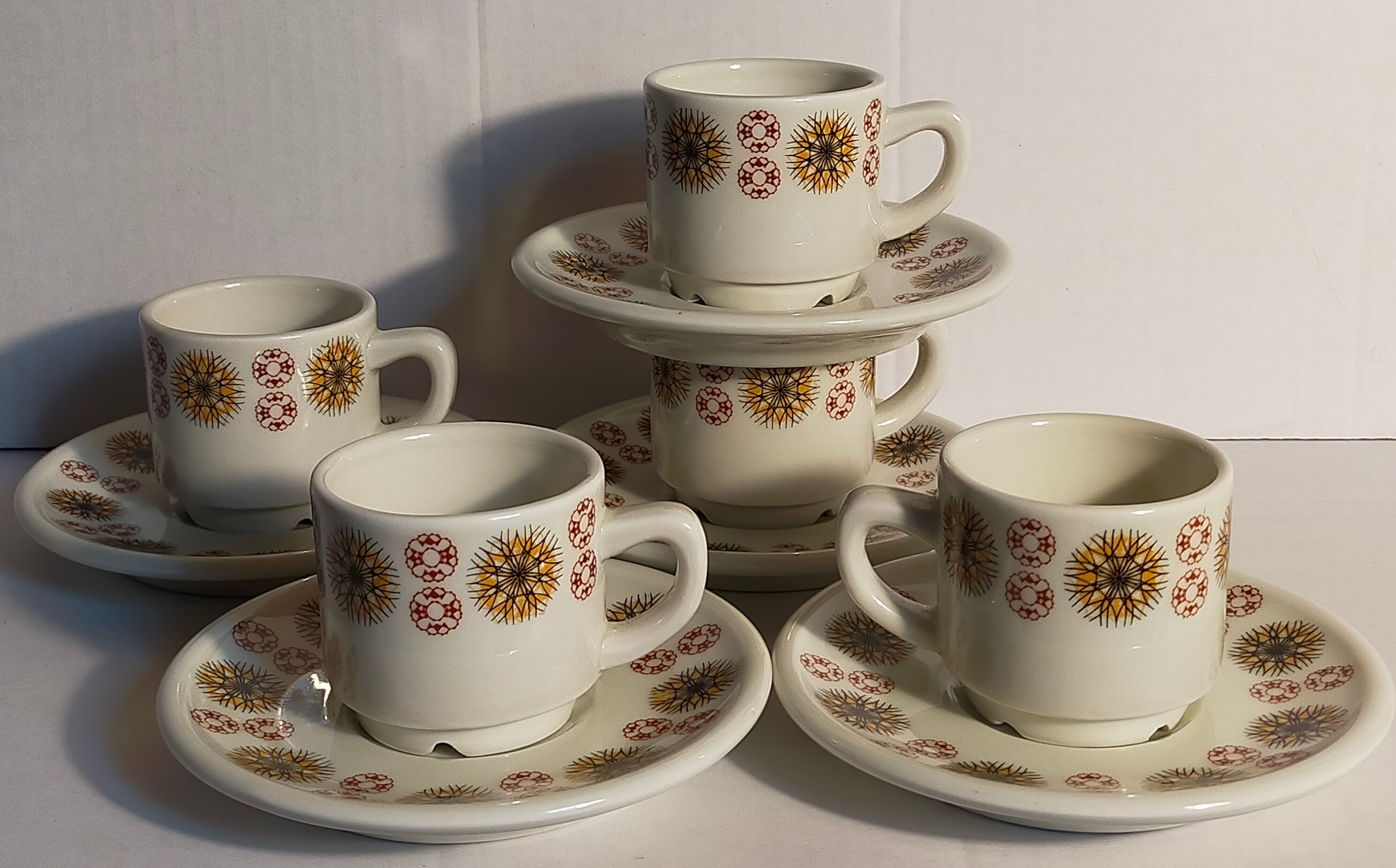 Five vintage Chauvigny porcelain espresso cups