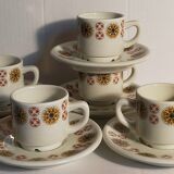 Five vintage Chauvigny porcelain espresso cups